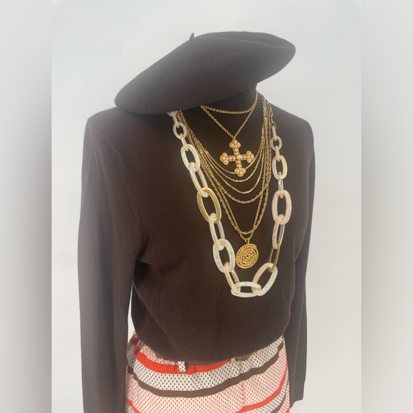 Vintage Vrai Basque Italian Impermeable Dark Brown Wool Beret - Picture 12 of 13